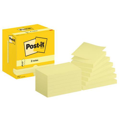 Bločky samolepiace Post-it® Z-Notes, žlté, 76×127 mm