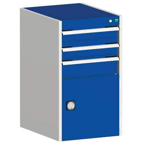 Dielenské zásuvkové skrine Bott Cubio, 90 x 52,5 x 52,5-65 cm, 3 zásuvky, 1 skrinka