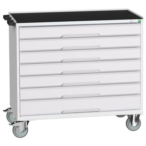 Mobilné zásuvkové stoly Bott Verso, 98 x 80/105 x 55/60 cm, 7 zásuviek, multiplex/linoleum/rohož
