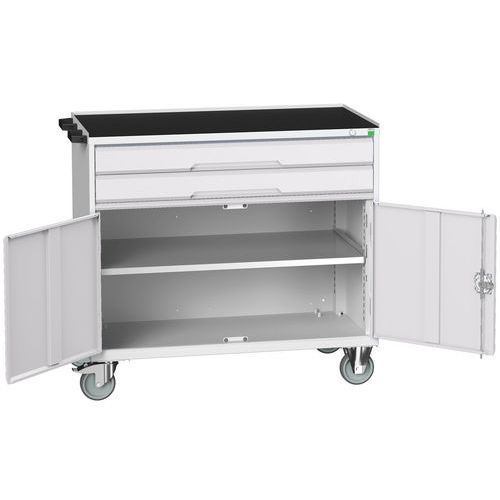 Mobilné zásuvkové stoly Bott Verso, 98 x 80/105 x 55/60 cm, 2 zásuvky, skrinka, multiplex/linoleum/rohož