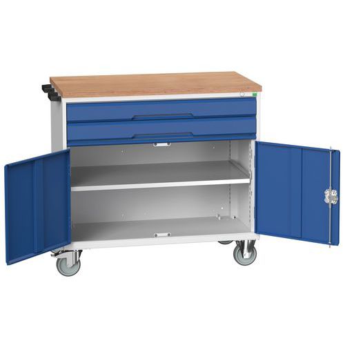 Mobilné zásuvkové stoly Bott Verso, 98 x 80/105 x 55/60 cm, 2 zásuvky, skrinka, multiplex/linoleum/rohož