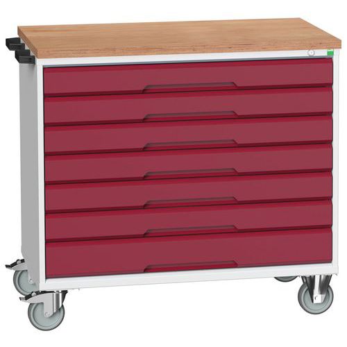 Mobilné zásuvkové stoly Bott Verso, 98 x 80/105 x 55/60 cm, 7 zásuviek, multiplex/linoleum/rohož