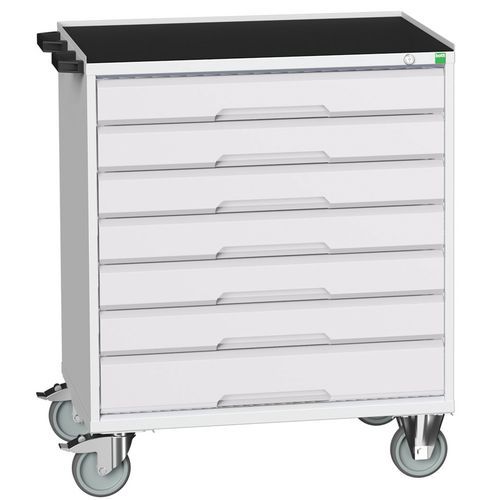 Mobilné zásuvkové stoly Bott Verso, 98 x 80/105 x 55/60 cm, 7 zásuviek, multiplex/linoleum/rohož