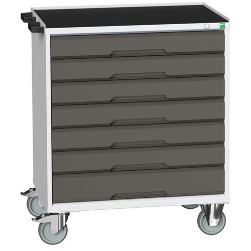 Mobilné zásuvkové stoly Bott Verso, 98 x 80/105 x 55/60 cm, 7 zásuviek, multiplex/linoleum/rohož