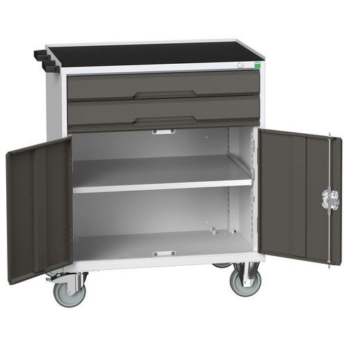 Mobilné zásuvkové stoly Bott Verso, 98 x 80/105 x 55/60 cm, 2 zásuvky, skrinka, multiplex/linoleum/rohož