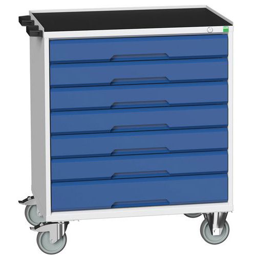 Mobilné zásuvkové stoly Bott Verso, 98 x 80/105 x 55/60 cm, 7 zásuviek, multiplex/linoleum/rohož
