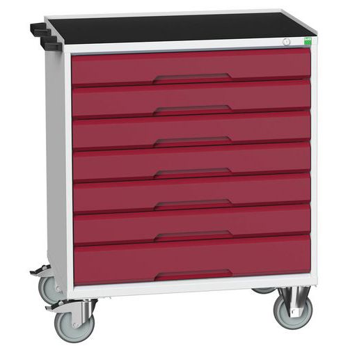Mobilné zásuvkové stoly Bott Verso, 98 x 80/105 x 55/60 cm, 7 zásuviek, multiplex/linoleum/rohož