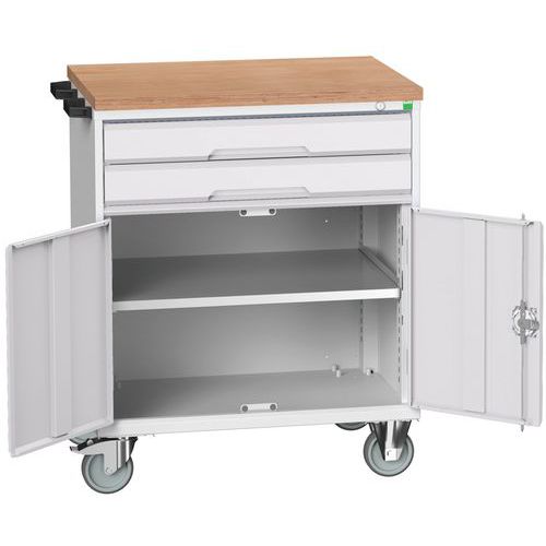 Mobilné zásuvkové stoly Bott Verso, 98 x 80/105 x 55/60 cm, 2 zásuvky, skrinka, multiplex/linoleum/rohož