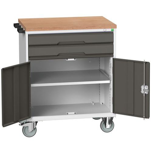 Mobilné zásuvkové stoly Bott Verso, 98 x 80/105 x 55/60 cm, 2 zásuvky, skrinka, multiplex/linoleum/rohož