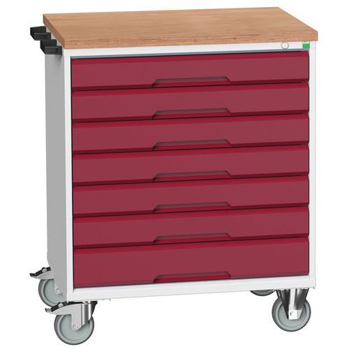 Mobilné zásuvkové stoly Bott Verso, 98 x 80/105 x 55/60 cm, 7 zásuviek, multiplex/linoleum/rohož