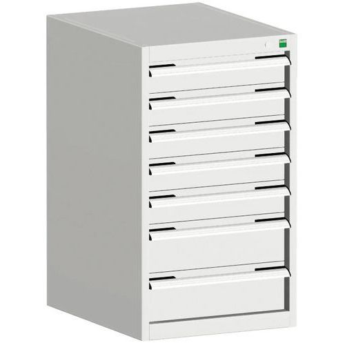 Dielenské zásuvkové skrine Bott Cubio, 90 x 52,5 x 52,5-65 cm, 7 zásuviek