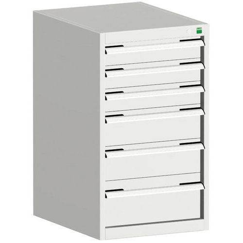 Dielenské zásuvkové skrine Bott Cubio, 90 x 52,5 x 52,5-65 cm, 6 zásuviek
