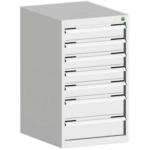 Dielenské zásuvkové skrine Bott Cubio, 90 x 52,5 x 52,5-65 cm, 7 zásuviek