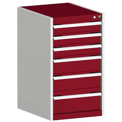 Dielenské zásuvkové skrine Bott Cubio, 90 x 52,5 x 52,5-65 cm, 6 zásuviek
