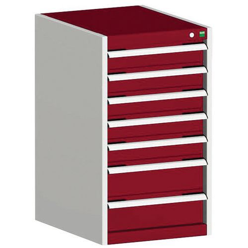 Dielenské zásuvkové skrine Bott Cubio, 90 x 52,5 x 52,5-65 cm, 7 zásuviek