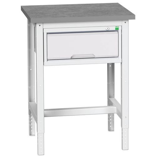 Dielenské stoly Bott Verso so zásuvkou, šírka 70 cm, výškovo nastaviteľné, multiplex/linoleum