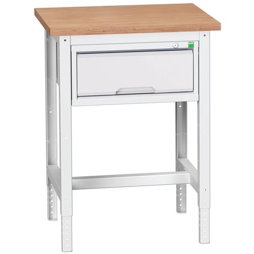 Dielenské stoly Bott Verso so zásuvkou, šírka 70 cm, výškovo nastaviteľné, multiplex/linoleum