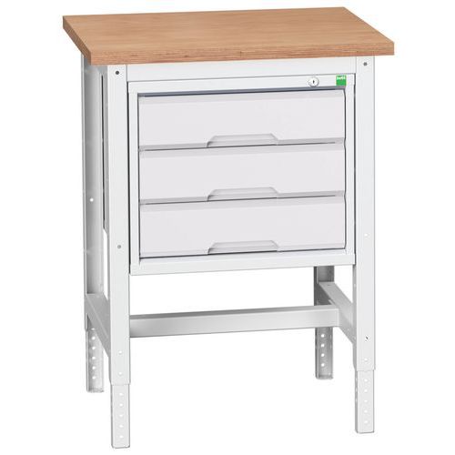 Dielenské stoly Bott Verso so zásuvkami, šírka 70 cm, výškovo nastaviteľné, multiplex/linoleum