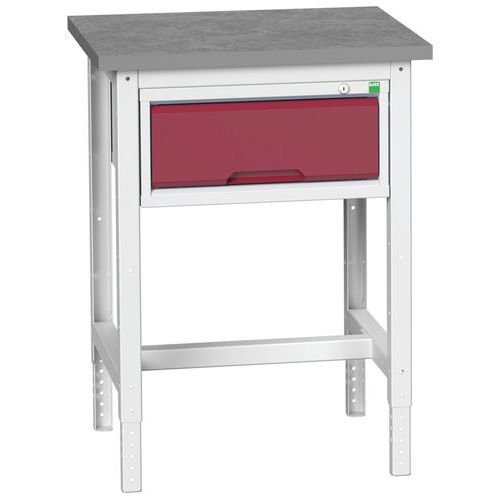 Dielenské stoly Bott Verso so zásuvkou, šírka 70 cm, výškovo nastaviteľné, multiplex/linoleum