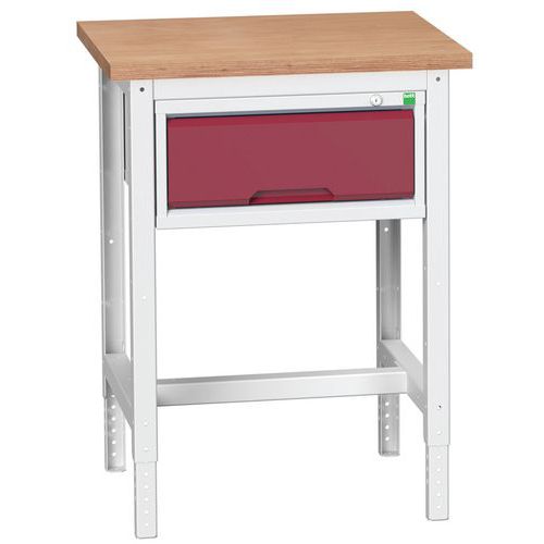 Dielenské stoly Bott Verso so zásuvkou, šírka 70 cm, výškovo nastaviteľné, multiplex/linoleum