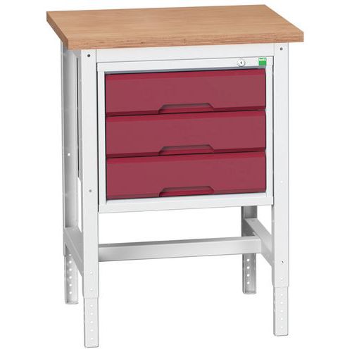 Dielenské stoly Bott Verso so zásuvkami, šírka 70 cm, výškovo nastaviteľné, multiplex/linoleum