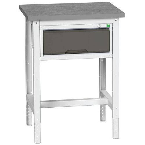 Dielenské stoly Bott Verso so zásuvkou, šírka 70 cm, výškovo nastaviteľné, multiplex/linoleum
