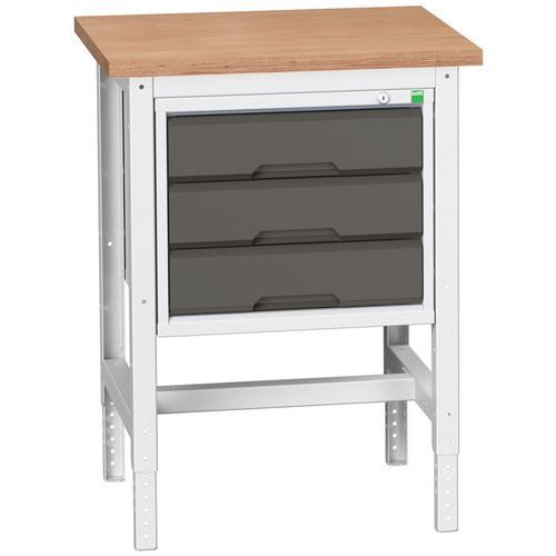 Dielenské stoly Bott Verso so zásuvkami, šírka 70 cm, výškovo nastaviteľné, multiplex/linoleum