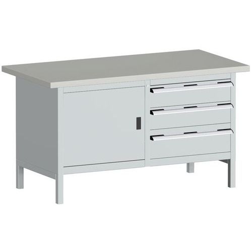 Dielenský stôl Bott Cubio Storage, 84 x 150 x 75 cm, 3 zásuvky, skrinka, linoleum/multiplex