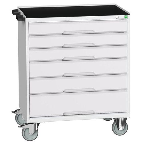Mobilné zásuvkové stoly Bott Verso, 98 x 80/105 x 55/60 cm, 6 zásuviek, multiplex/linoleum/rohož