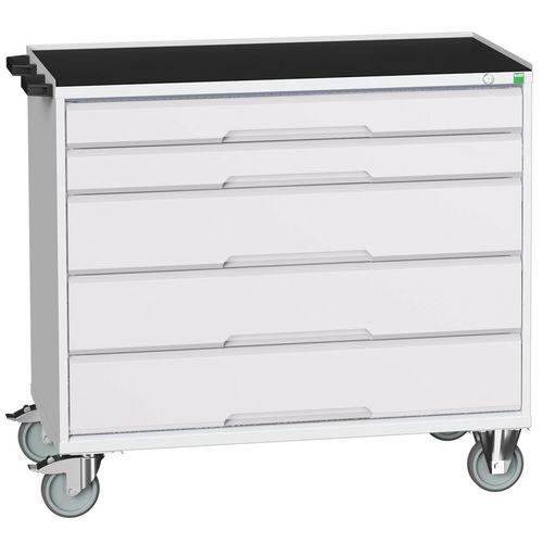 Mobilné zásuvkové stoly Bott Verso, 98 x 80/105 x 55/60 cm, 5 zásuviek, multiplex/linoleum/rohož