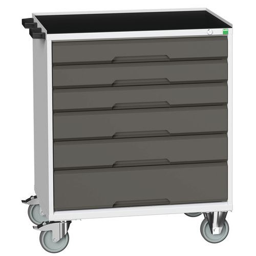 Mobilné zásuvkové stoly Bott Verso, 98 x 80/105 x 55/60 cm, 6 zásuviek, multiplex/linoleum/rohož