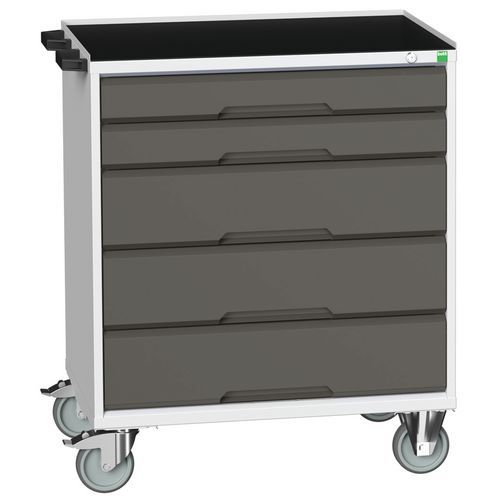 Mobilné zásuvkové stoly Bott Verso, 98 x 80/105 x 55/60 cm, 5 zásuviek, multiplex/linoleum/rohož