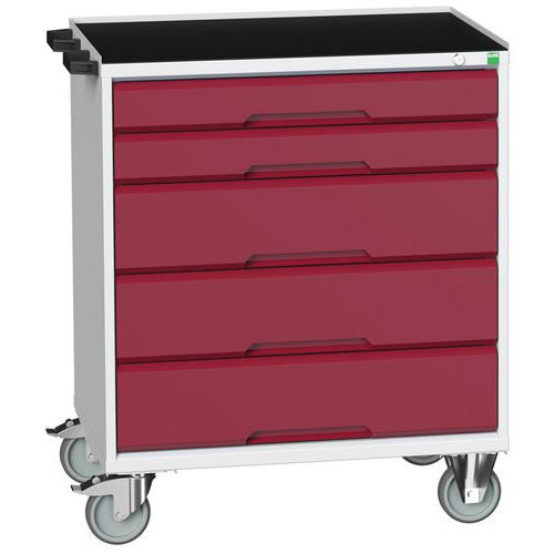 Mobilné zásuvkové stoly Bott Verso, 98 x 80/105 x 55/60 cm, 5 zásuviek, multiplex/linoleum/rohož