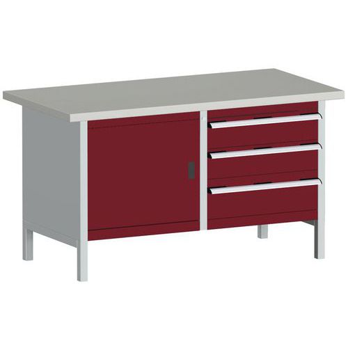 Dielenský stôl Bott Cubio Storage, 84 x 150 x 75 cm, 3 zásuvky, skrinka, linoleum/multiplex