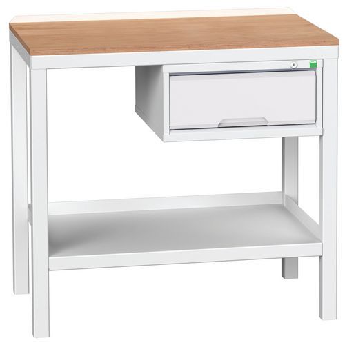 Dielenské stoly Bott Verso Weld so zásuvkou, šírka 100 a 150 cm, multiplex/oceľ