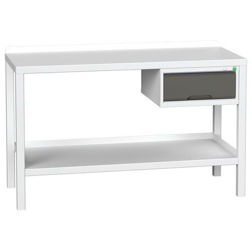 Dielenské stoly Bott Verso Weld so zásuvkou, šírka 100 a 150 cm, multiplex/oceľ
