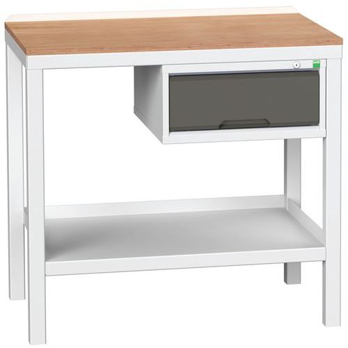 Dielenské stoly Bott Verso Weld so zásuvkou, šírka 100 a 150 cm, multiplex/oceľ