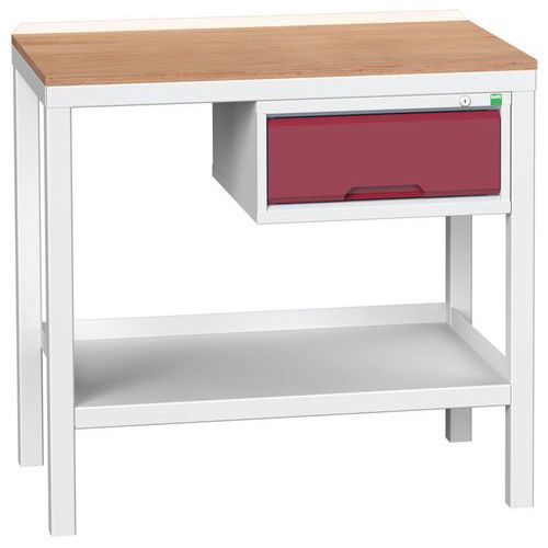 Dielenské stoly Bott Verso Weld so zásuvkou, šírka 100 a 150 cm, multiplex/oceľ