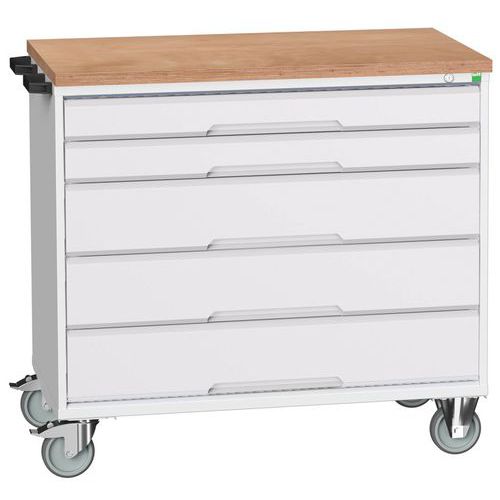 Mobilné zásuvkové stoly Bott Verso, 98 x 80/105 x 55/60 cm, 5 zásuviek, multiplex/linoleum/rohož