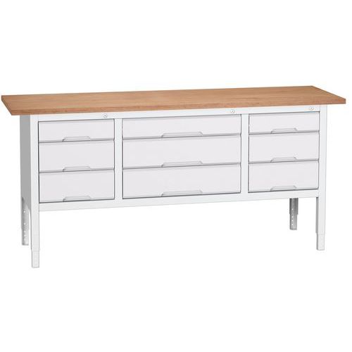 Dielenské stoly Bott Verso Storage, 83-93 x 200 x 60 cm, rôzne vybavenie, multiplex