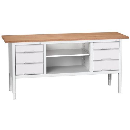Dielenské stoly Bott Verso Storage, 83-93 x 200 x 60 cm, rôzne vybavenie, multiplex