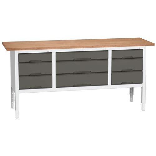 Dielenské stoly Bott Verso Storage, 83-93 x 200 x 60 cm, rôzne vybavenie, multiplex