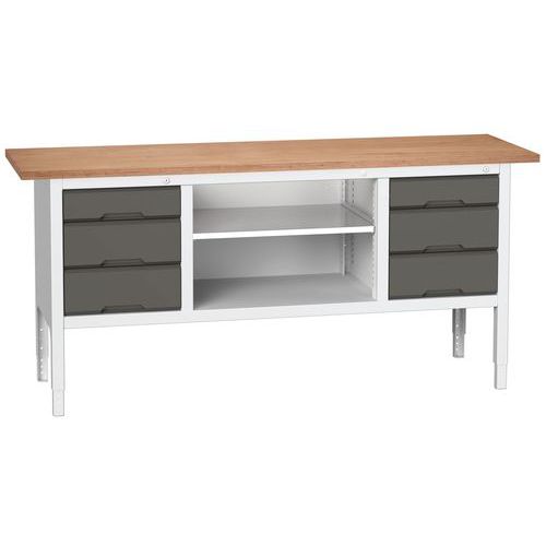 Dielenské stoly Bott Verso Storage, 83-93 x 200 x 60 cm, rôzne vybavenie, multiplex