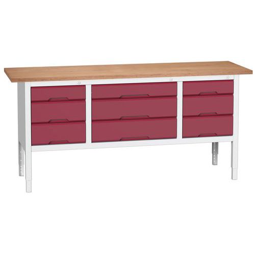 Dielenské stoly Bott Verso Storage, 83-93 x 200 x 60 cm, rôzne vybavenie, multiplex