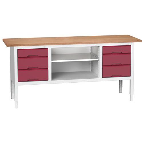 Dielenské stoly Bott Verso Storage, 83-93 x 200 x 60 cm, rôzne vybavenie, multiplex