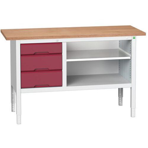 Dielenské stoly Bott Verso Storage, 83-93 x 150 x 60 cm, rôzne vybavenie, multiplex