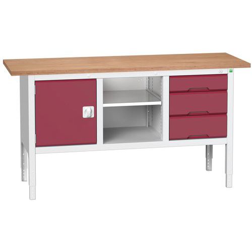 Dielenské stoly Bott Verso Storage, 83-93 x 175 x 60 cm, rôzne vybavenie, multiplex