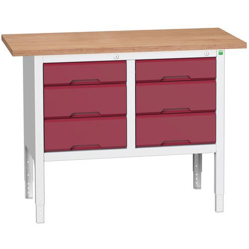 Dielenské stoly Bott Verso Storage, 83-93 x 125 x 60 cm, rôzne vybavenie, multiplex