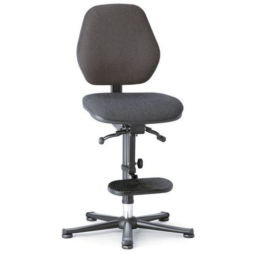 Pracovné laboratórne stoličky Bimos Basic 9131, 9136 a 9137 s klzákmi, s podnožkou, čierna
