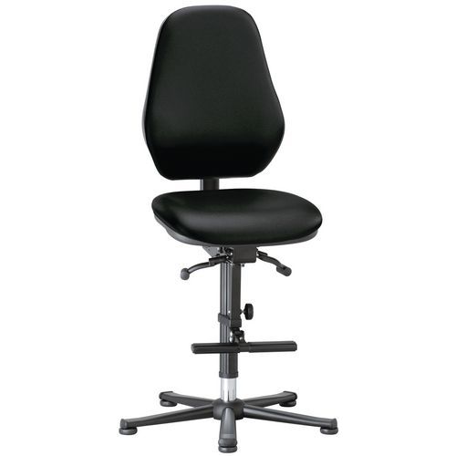 Pracovné laboratórne stoličky Bimos Basic 9131, 9136 a 9137 s klzákmi, s podnožkou, čierna